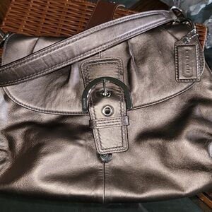 Coach Metallic Bronze Leather Shoulder Hobo